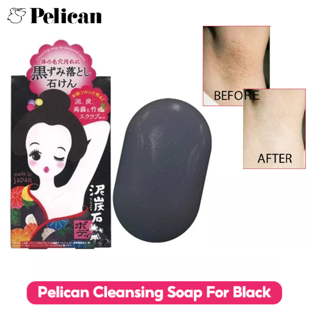 Japan Pelican Soap Peat Stone Body Scrub Soap Bar Black