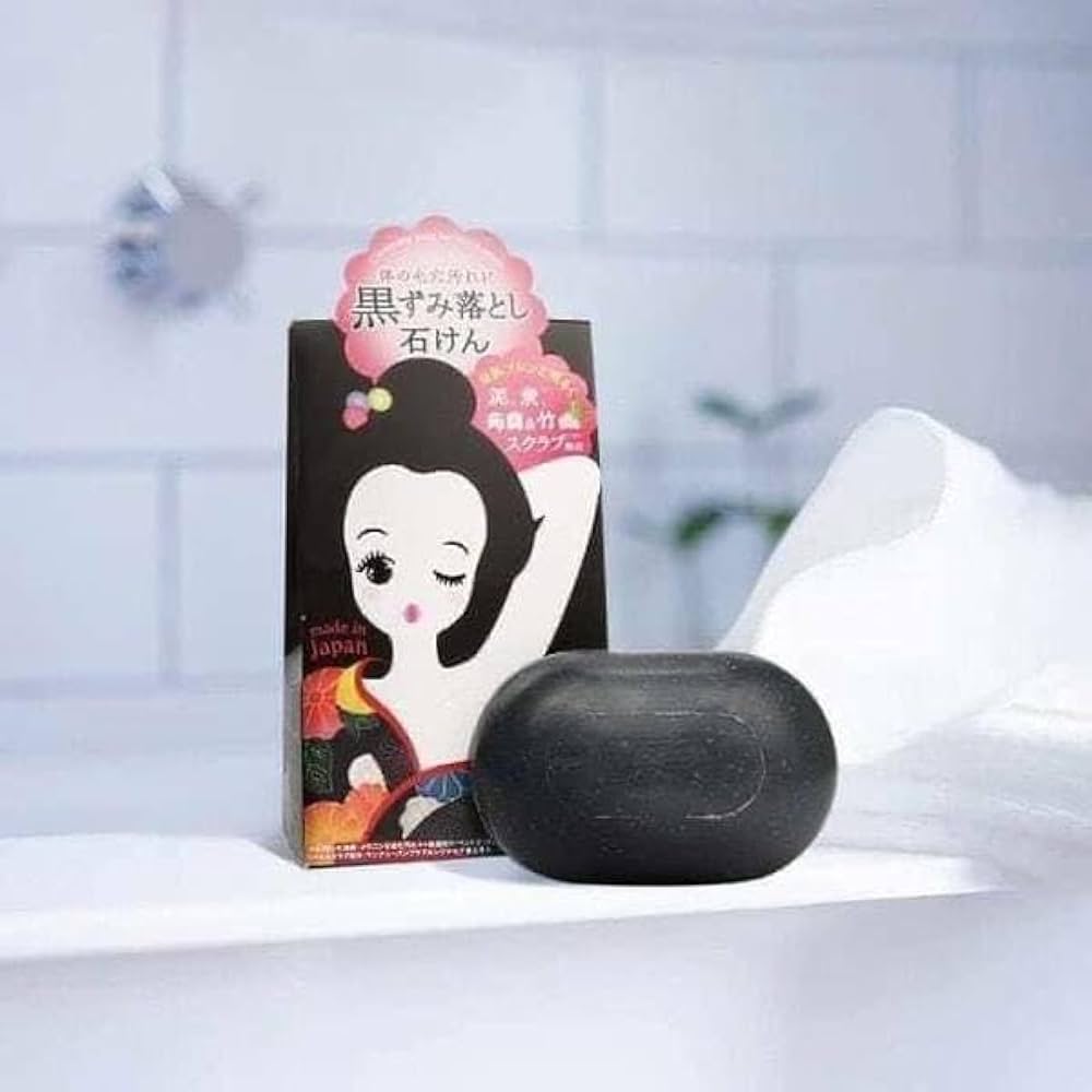 Japan Pelican Soap Peat Stone Body Scrub Soap Bar Black