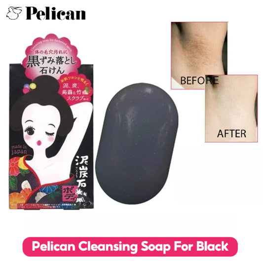 Japan Pelican Soap Peat Stone Body Scrub Soap Bar Black